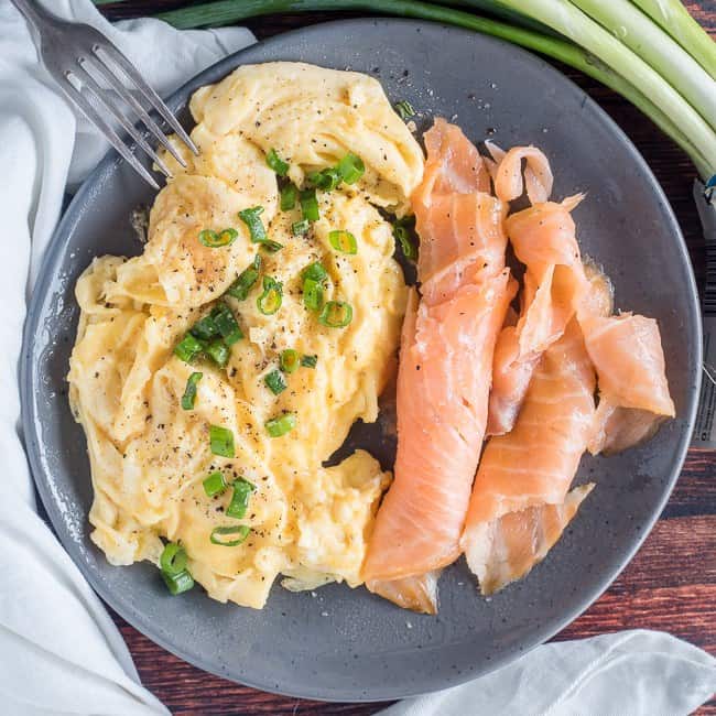 Keto Scrambled Eggs - Low Carb Breakfast Recipes With Smoked Salmon