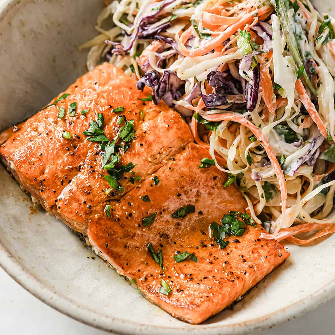 Salmon with Cabbage Slaw - FatForWeightLoss